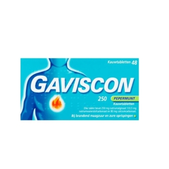 Gaviscon Natriumalginaat 250mg Kauwtabletten 48 stuks