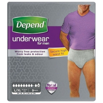 Depend Underwear For Men Maximum L/XL Pants 9 stuks