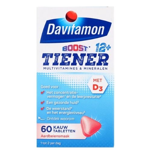 Davitamon Tiener Boost 12+ Aardbei Kauwtabletten 60 stuks