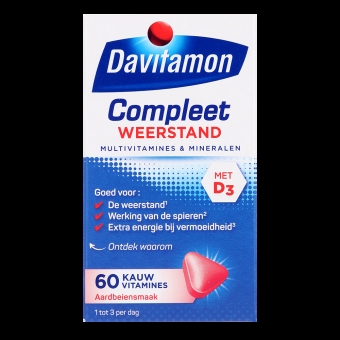 Davitamon Compleet Weerstand Aardbei Kauwtabletten 60 stuks