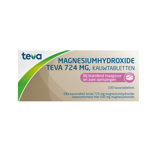 Teva Magnesiumhydroxide 724mg Kauwtabletten 100 stuks