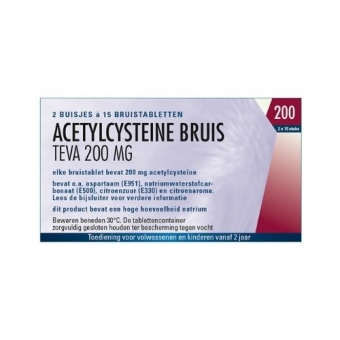 Teva Acetylcysteïne 200mg Bruistabletten 2x15 stuks