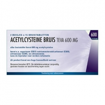 Teva Acetylcysteïne 600mg Bruistabletten 2x15 stuks