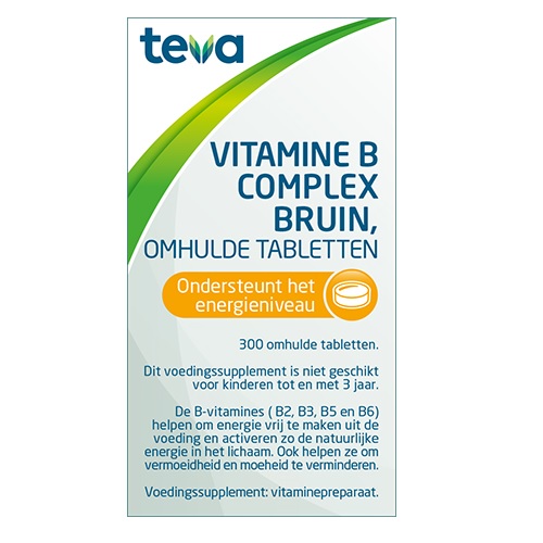 Teva Vitamine B Complex Bruin Tabletten 300 stuks