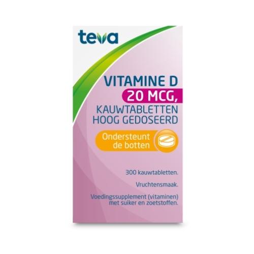 Teva Vitamine D 20mcg Kauwtabletten 300 stuks