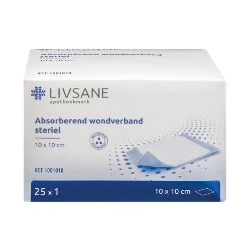 Livsane Absorberend Verband 10X10cm Steriel 25 Stuks