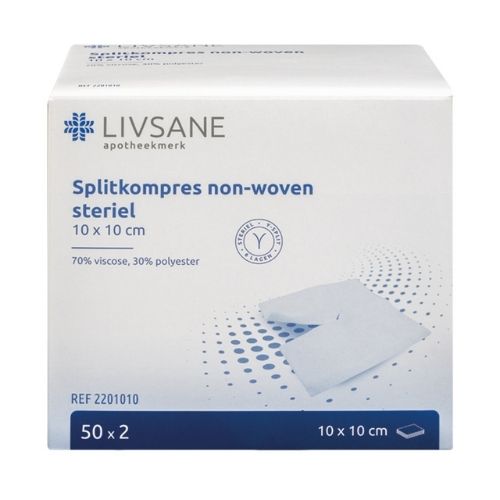 Livsane Splitkompres Non-Woven 10 x 10 cm 50 x 2 stuks