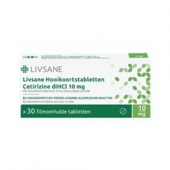 Livsane Cetirizine 10mg Hooikoortstabletten 30 stuks