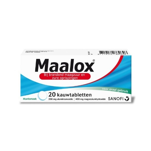 Maalox Aluminiumoxide 200mg Kauwtabletten 20 stuks