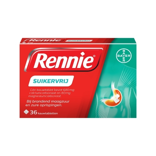 Rennie Suikervrij Calciumcarbonaat 680mg Kauwtabletten 36 stuks