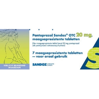 Sandoz Pantoprazol 20mg Tabletten 7 stuks