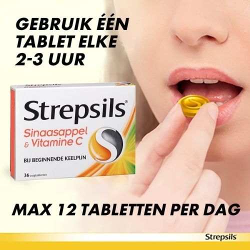 Strepsils Sinaasappel & Vitamine C Zuigtabletten 36 stuks