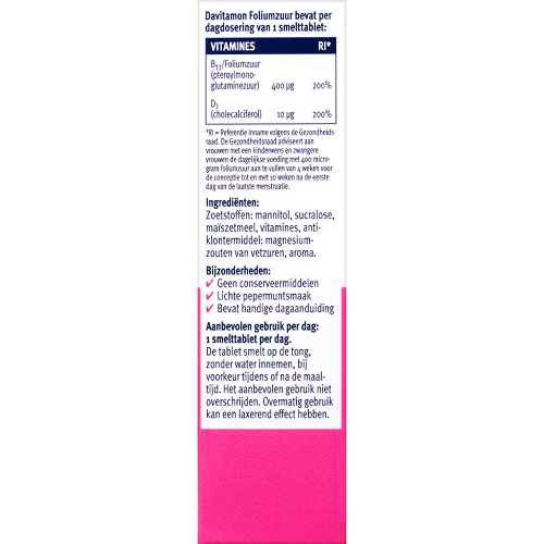Davitamon Foliumzuur 400mcg Vitamine D3 Smelttabletten 84