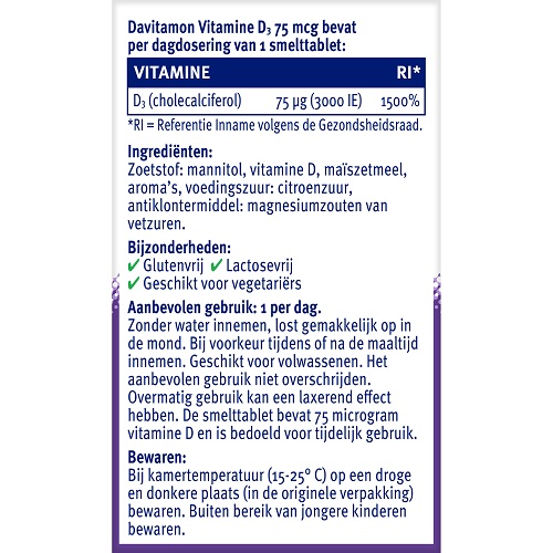 Davitamon Vitamine D 75mcg Smeltabletten 75 stuks