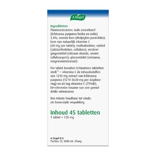 A.Vogel Echinaforce Sterk + Vitamine C Tabletten 45 stuks