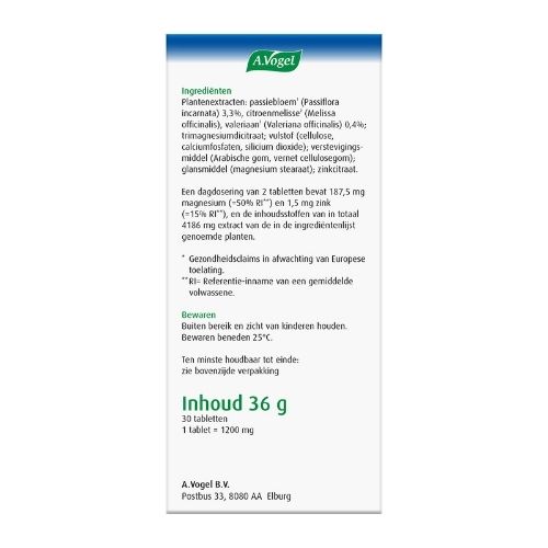 A.Vogel Passiflora Magnesium Rustgevende Tabletten 30 stuks