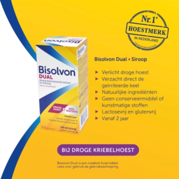 Bisolvon Dual Droge Hoest + Keelirritatie Siroop 100ml